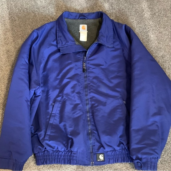 VINTAGE CARHARTT BLUE NYLON SHELL SHERPA FLEECE JACKET SIZE LARGE - Picture 1 of 9